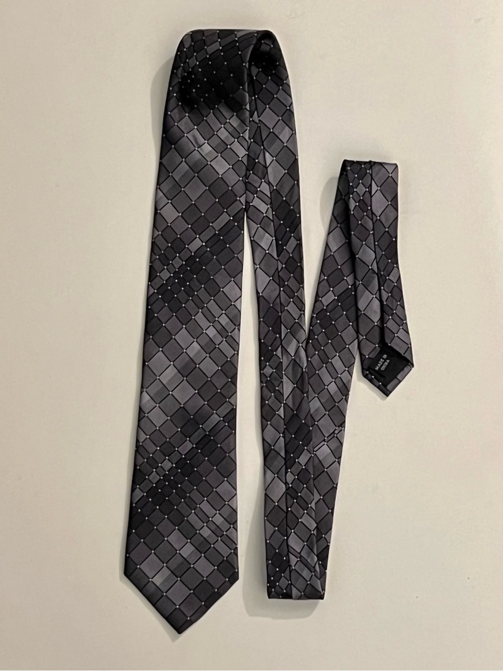 Kenneth Cole Black Checkered Silk Tie